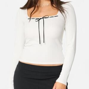 Hollister Square Neck Top Womens Large Cream Ribbed